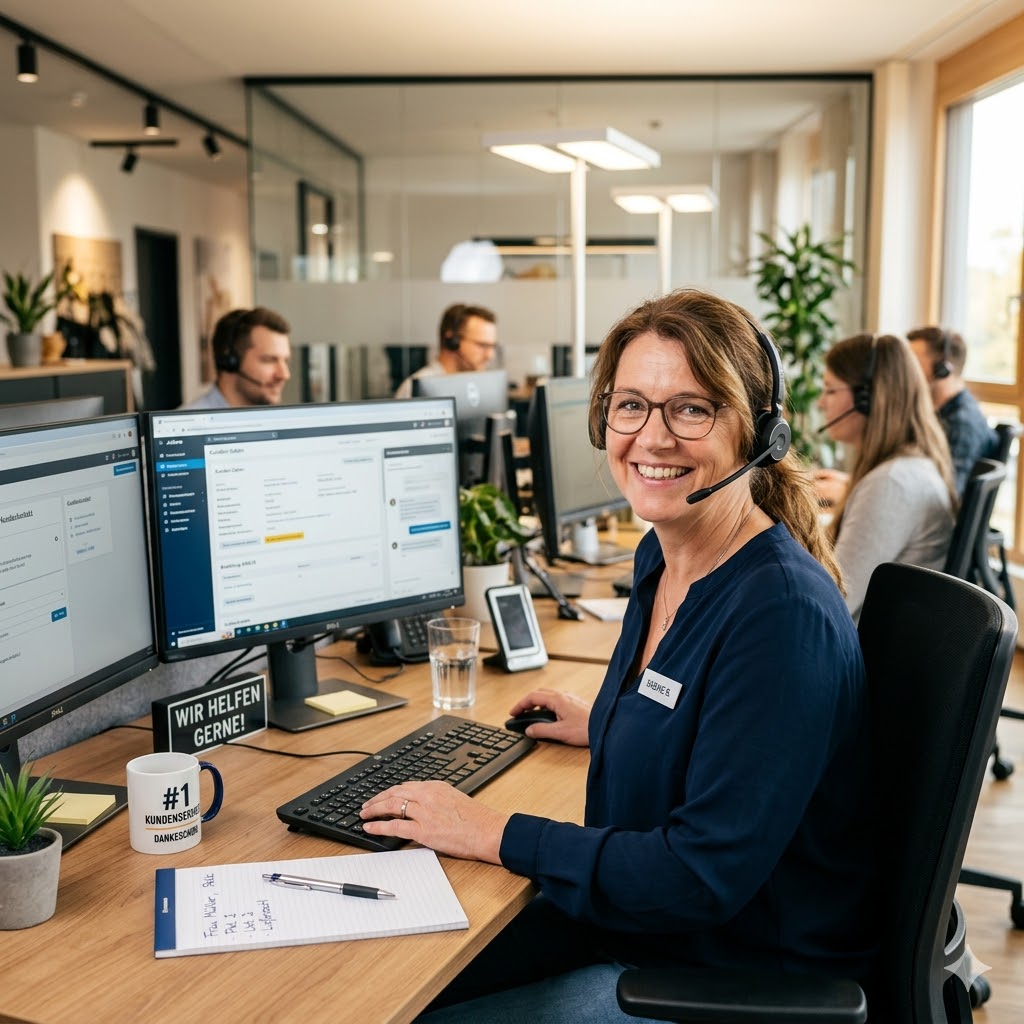 Mitarbeiter im Kundenservice mit Blick auf Sendungsstatus