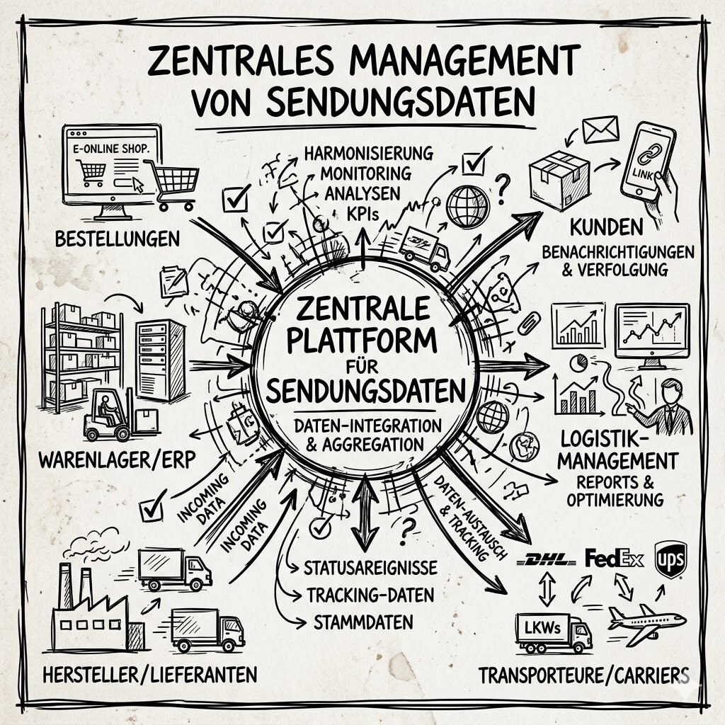 Zentrale Übersicht über sendungsbezogene Logistikdaten