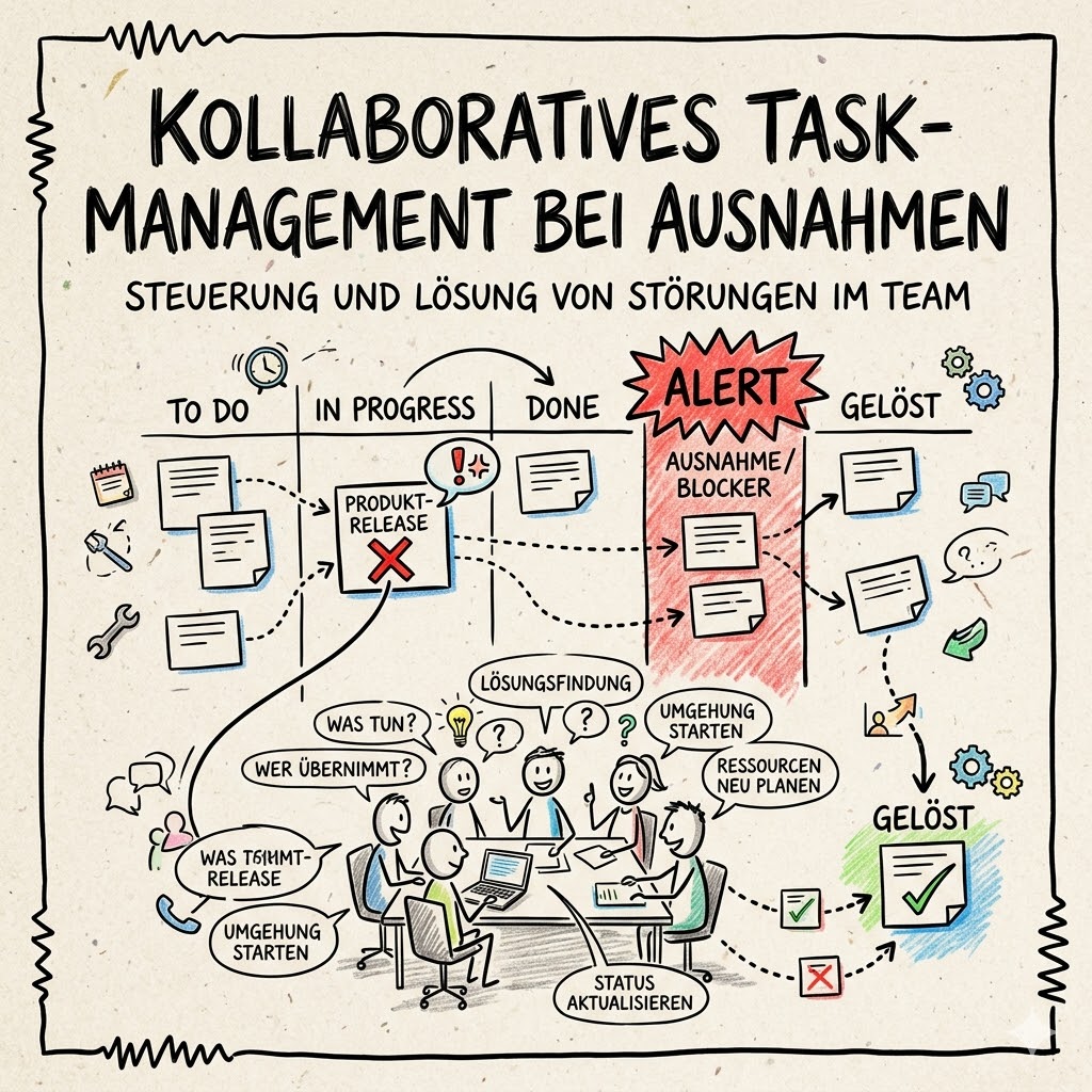 Team bearbeitet gemeinsam Aufgaben in einer Logistikplattform