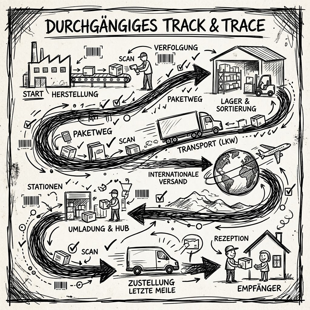 Ansicht eines Track-und-Trace-Dashboards für Transporte