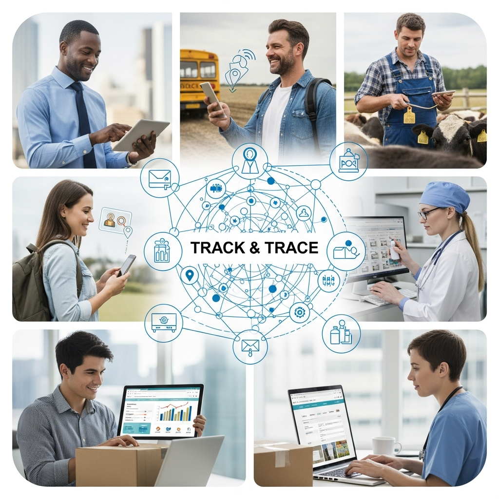 Symbolische Transportkette mit verfolgten Sendungen